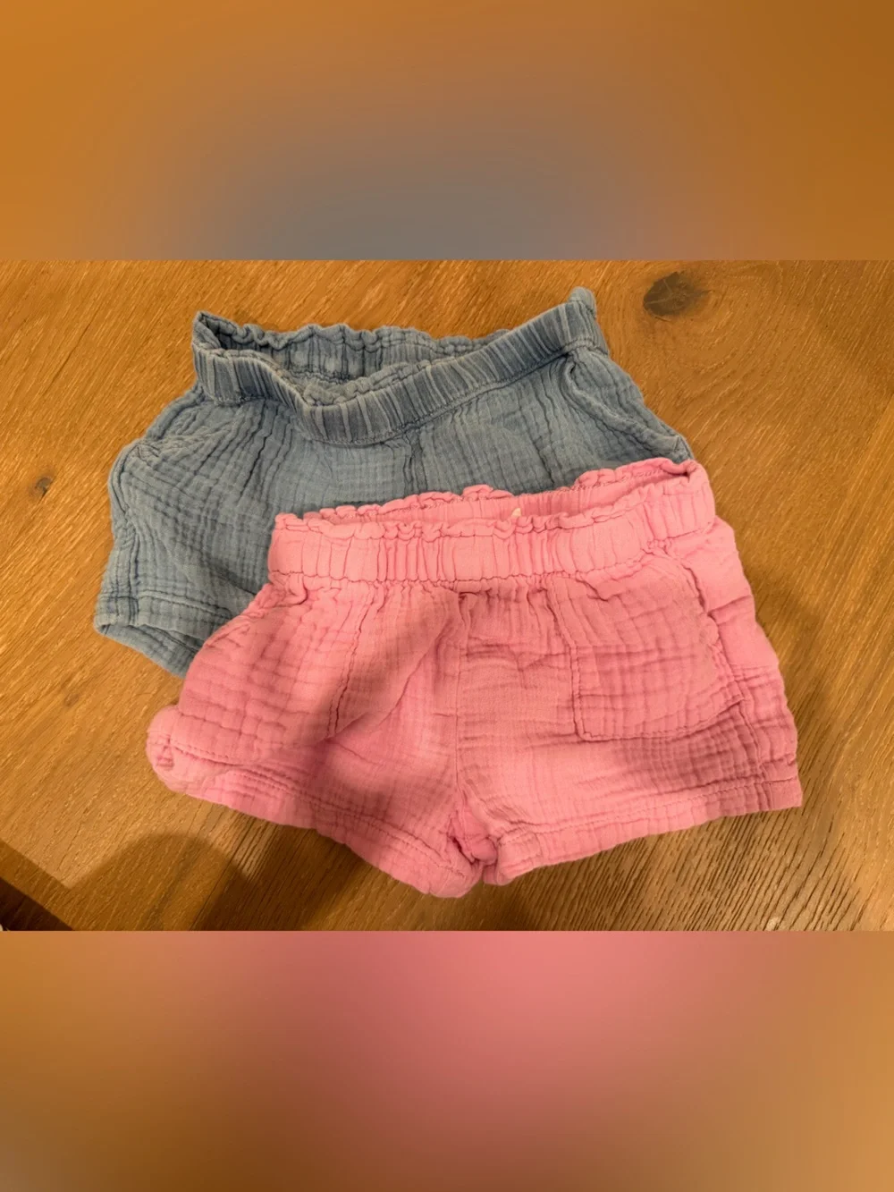 GAP Pink and Light Blue Cotton Gauze Kids Shorts with Ruffle Waist